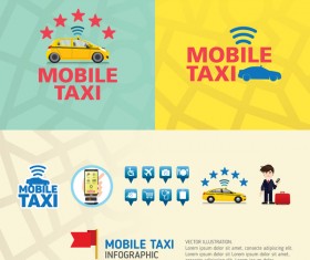 Mobile taxi service application infographic vector 08