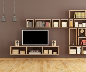 Modern closet with TV Stock Photo