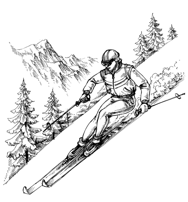 Details 80+ ski sketch best - seven.edu.vn