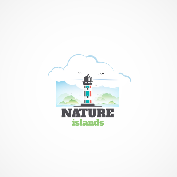 Nature islands logo design vectors