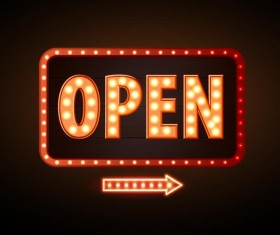 Neon open sign vector material 01