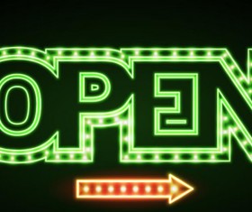 Neon open sign vector material 02