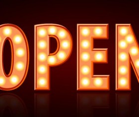 Neon open sign vector material 03