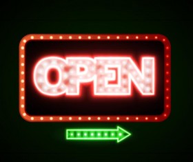 Neon open sign vector material 04