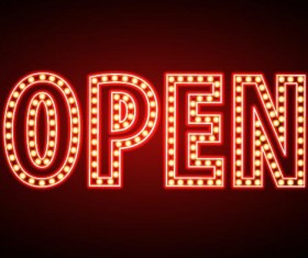 Neon open sign vector material 05