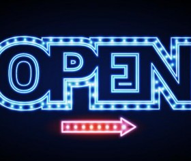 Neon open sign vector material 06