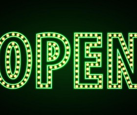 Neon open sign vector material 07
