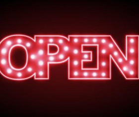 Neon open sign vector material 08