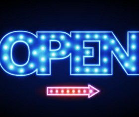 Neon Open Sign Vector Material 01 Free Download