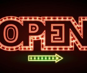 Neon open sign vector material 11