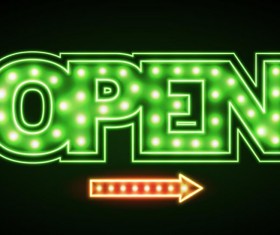 Neon open sign vector material 12
