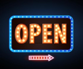 Neon open sign vector material 13