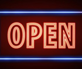 Neon open sign vector material 14