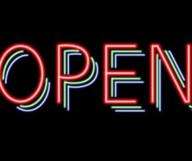Neon open sign vector material 16