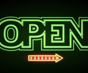 Neon open sign vector material 17