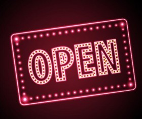 Neon open sign vector material 19