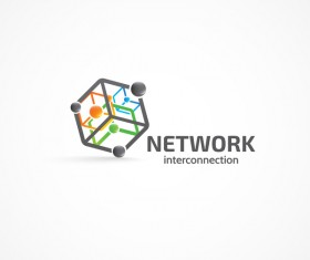 Network interconnection logo design vectors
