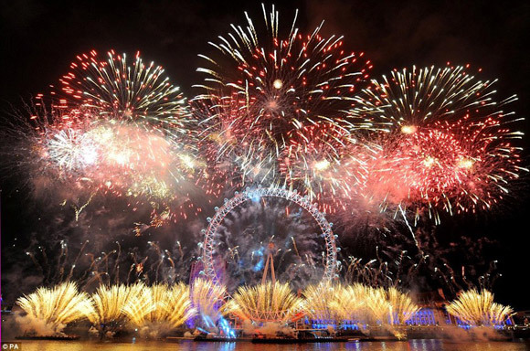 New Year fireworks around the world Stock Photo 05