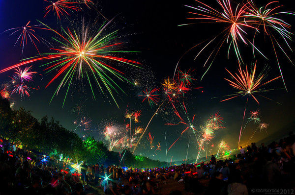 New Year fireworks around the world Stock Photo 07