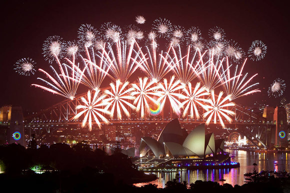 New Year fireworks around the world Stock Photo 12