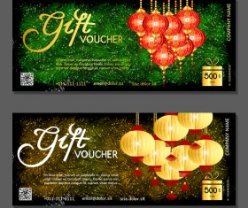 New year gift vouchers template with chinese lantern vector 02