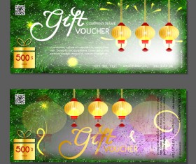 New year gift vouchers template with chinese lantern vector 04