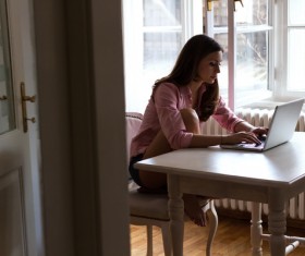 Online chatting for women Stock Photo