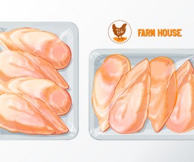 Organic chicken meat poster vector 02