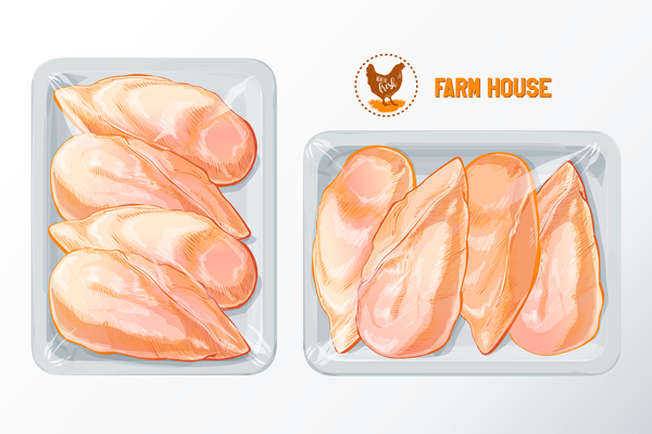 Organic chicken meat poster vector 02