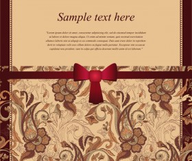 Ornate retro card with ribbon bow vector