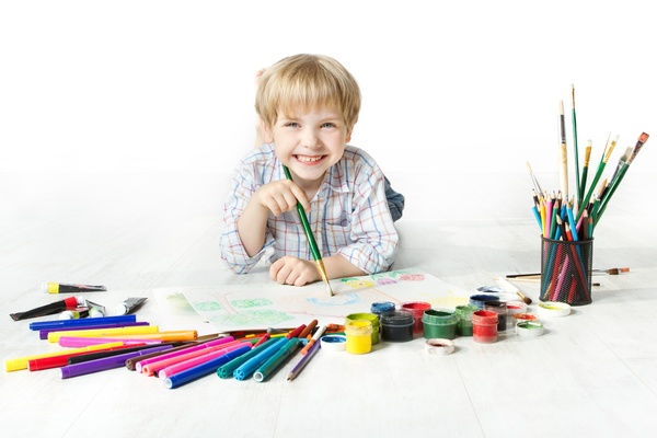 Painting the children Stock Photo