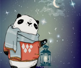 Panda cartoon character vector illustration