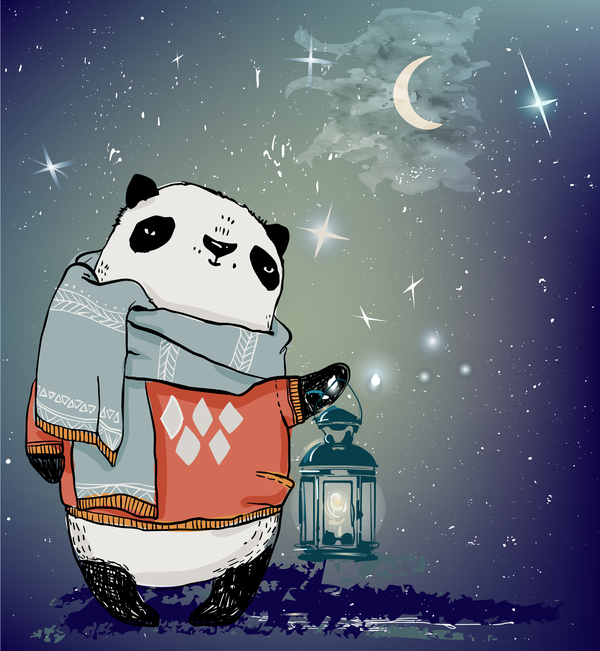 Panda cartoon character vector illustration