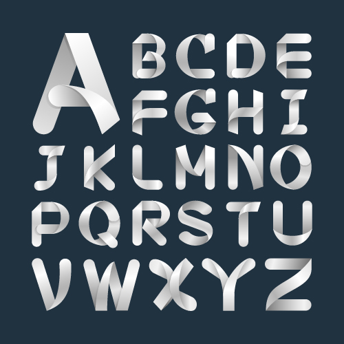 Paper ribbon alphabet vector material