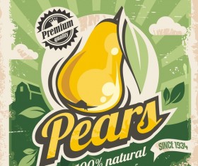 Pears poster vintage vector design 02
