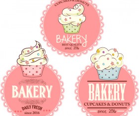 Pink bakery badge vector