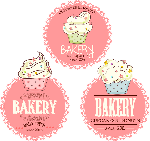 Pink bakery badge vector