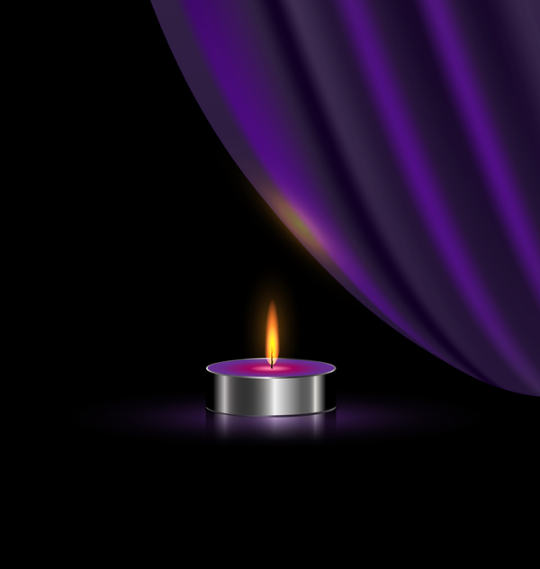Purple curtain with candles vecor background