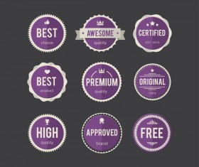Purple round badge vectors