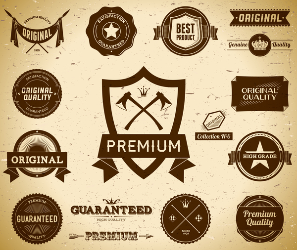 Quality labels retro styles vector 02