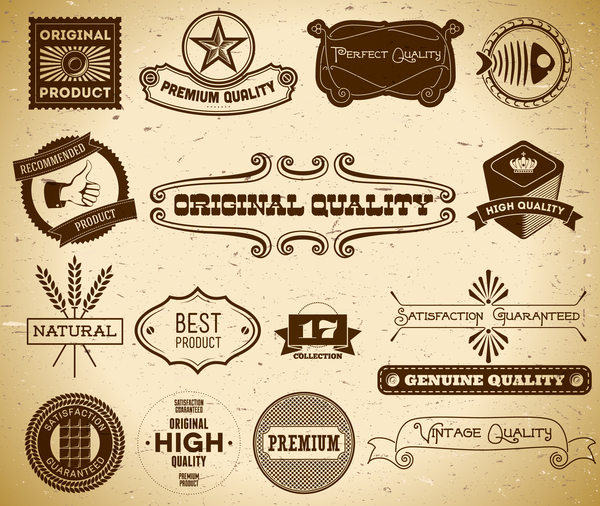 Quality labels retro styles vector 03