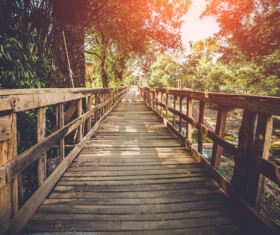Quiet wooden bridge Stock Photo