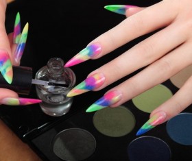 Rainbow nails Stock Photo