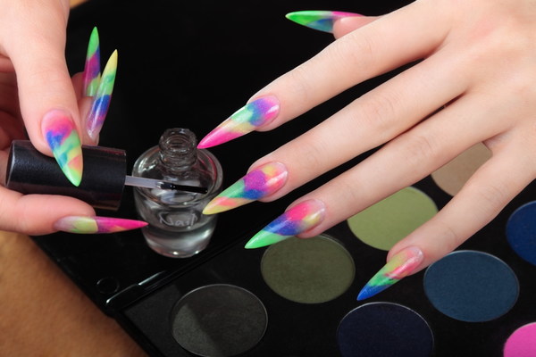 Rainbow nails Stock Photo
