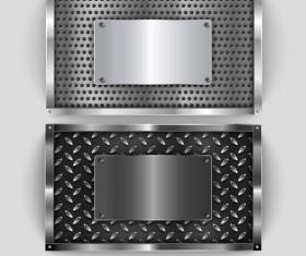 Realistic silver metal banners vector