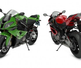 Dark green motorcycle Stock Photo