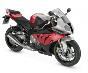 Red and black motorcycle Stock Photo