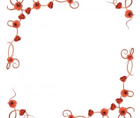Red flower with corner decor vector 02
