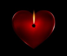 Red heart shape candles vecor