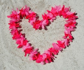Red heart-shaped wreath Stock Photo